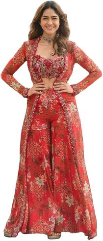 Bollywood Koti Blouse Palazzo Set for Women Indo Wester Ready to Wear Dress for Wedding Party in Saudi Arabia