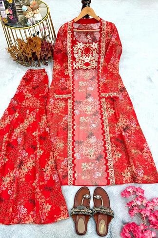 Bollywood Koti Blouse Palazzo Set for Women Indo Wester Ready to Wear Dress for Wedding Party in Saudi Arabia