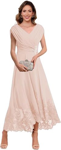 أم الشيفون للسيدات من فساتين العروس الأكمام الخامسة من الدانتيل اللباس السهرة الرسمي VS236 in Kuwait