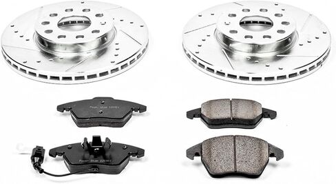 Power Stop K4623 Front Z23 Carbon Fiber Brake Pads with Drilled & Slotted Brake Rotors Kit For Audi A3, VW Beetle, VW Golf, VW Jetta, VW Rabbit [Model Specific] in Saudi Arabia