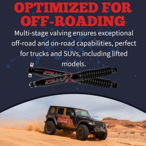 مجموعة من صدمات الحركة الهيدروليكية الأمامية والخلفية الأسود MAX تناسب 2007 2018 Wrangler JK 2WD 4WD مع 1-2.5 "أمامي و 2-3.5" المصعد الخلفي | صمام متعدد المراحل | اللمعان الأسود اللامع المتين in Kuwait