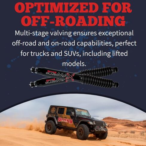 مجموعة من صدمات الحركة الهيدروليكية الأمامية والخلفية الأسود MAX تناسب 2007 2018 Wrangler JK 2WD 4WD مع 1-2.5 "أمامي و 2-3.5" المصعد الخلفي | صمام متعدد المراحل | اللمعان الأسود اللامع المتين in Saudi Arabia