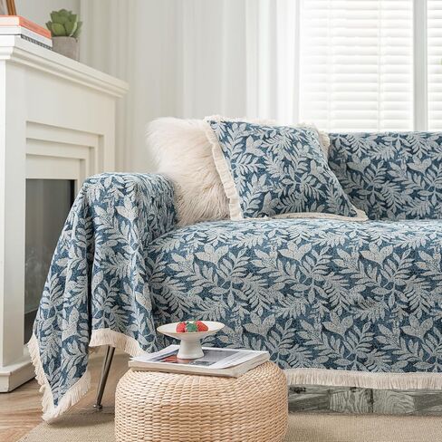 vctops Vintage Jacquard Sofa Cover for Sectional Sofa, Geometric Pattern, Fringe, Couch Cover for Dogs, Loveseat, Futon, L Shaped, 71"x134", Polyester, Boho in Saudi Arabia