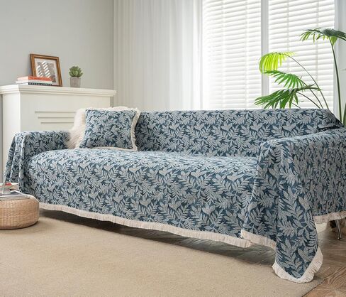 vctops Vintage Jacquard Sofa Cover for Sectional Sofa, Geometric Pattern, Fringe, Couch Cover for Dogs, Loveseat, Futon, L Shaped, 71"x134", Polyester, Boho in Saudi Arabia