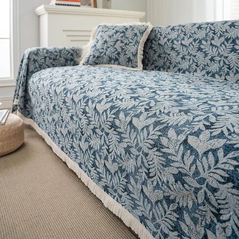 vctops Vintage Jacquard Sofa Cover for Sectional Sofa, Geometric Pattern, Fringe, Couch Cover for Dogs, Loveseat, Futon, L Shaped, 71"x134", Polyester, Boho in Saudi Arabia