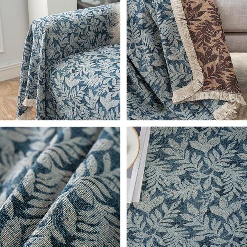 vctops Vintage Jacquard Sofa Cover for Sectional Sofa, Geometric Pattern, Fringe, Couch Cover for Dogs, Loveseat, Futon, L Shaped, 71"x134", Polyester, Boho in Saudi Arabia