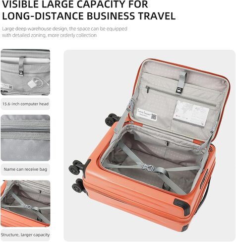 Premium Carry On Luggage, 29 Inch Top Opening Aluminum Frame Airline Approved ABS+PC Hard Shell Suitcases with Silent Wheels, TSA Lock, Front Pocket and Wet-dry Separated Six-piece set in Saudi Arabia