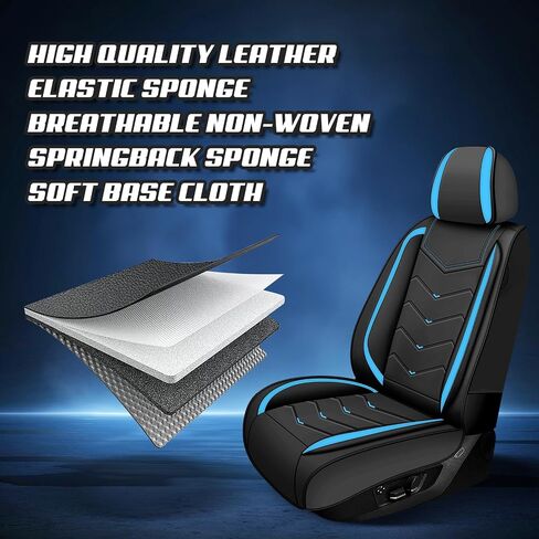 Car Seat Covers for Hyundai Tucson 2005-2025, Premium Nappa Leather Car Seat Cover, Stylish Sport Seat Covers， Automobile Seat Cover Sets.(Standard 5 Seats/Black Blue) in Saudi Arabia