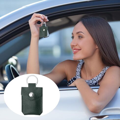 PATIKIL Leather Key Fob, Genuine Leather Keys Cover Portable Key Rings Air Tag Holder for Home Office Cars Keys Cards in Kuwait