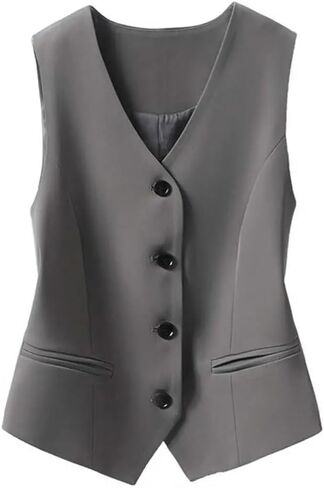 Women's Formal Vest Sleeveless V-Neck Solid Fit Suit Coat Formal Business Style Lady Vest Lady in Saudi Arabia