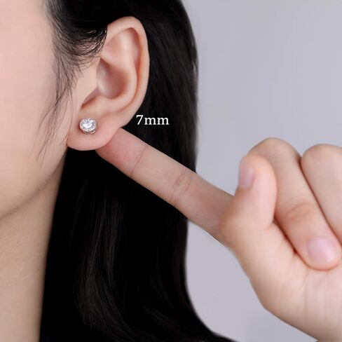 SLUYNZ Sterling Silver Round Halo CZ Stud Earrings for Women Teen Girls Simulated Diamond Earrings Studs 7MM/8MM/9MM in Saudi Arabia