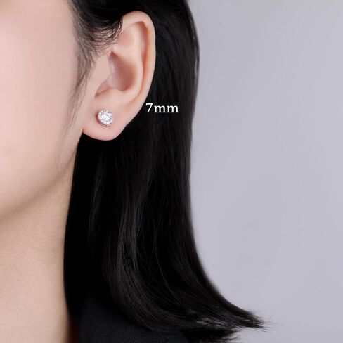 SLUYNZ Sterling Silver Round Halo CZ Stud Earrings for Women Teen Girls Simulated Diamond Earrings Studs 7MM/8MM/9MM in Saudi Arabia