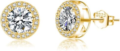 Sluynz Sterling Silver Round Halo Cz Stud أقراط للنساء الفتيات في سن المراهقة محاكاة أقراط الماس 7mm/8mm/9mm in Saudi Arabia
