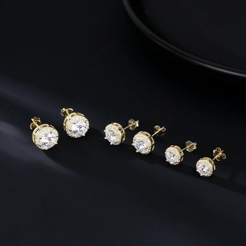 Sluynz Sterling Silver Round Halo Cz Stud أقراط للنساء الفتيات في سن المراهقة محاكاة أقراط الماس 7mm/8mm/9mm in Saudi Arabia