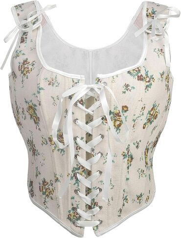 Corset Tops for Women Renaissance Vintage Lace Up Floral Overbust Boned Bustier Bodice Vest in Saudi Arabia