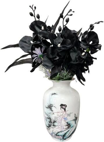 Corkwaw 3Pcs Artificial Fake Flowers Butterfly Orchid, Silk Plant Real Touch phalaenopsis is Used in Offices, Dining Table Centers, Weddings, Home Decoration (Black) in Kuwait