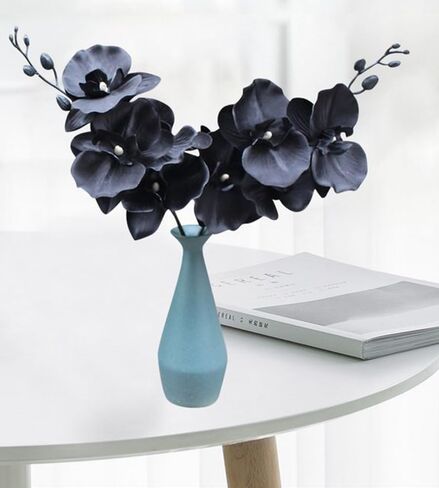 Corkwaw 3Pcs Artificial Fake Flowers Butterfly Orchid, Silk Plant Real Touch phalaenopsis is Used in Offices, Dining Table Centers, Weddings, Home Decoration (Black) in Kuwait