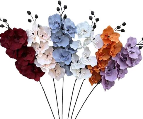 Corkwaw 3Pcs Artificial Fake Flowers Butterfly Orchid, Silk Plant Real Touch phalaenopsis is Used in Offices, Dining Table Centers, Weddings, Home Decoration (Black) in Kuwait