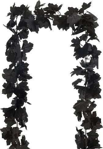 2pcs Black Maple Leaf Garlands Halloween Artificial Flower Garland Fall Leaves Vines for Autumn Thankgiving Decoration for Home Wedding Party in Saudi Arabia