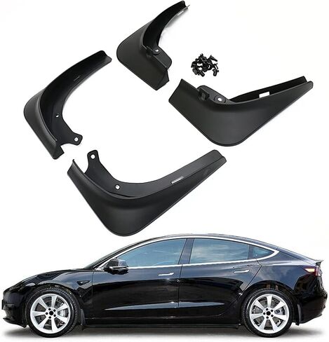 Bewild for Tesla Model 3 Fender Mud Flaps Front Rear Splash Guards No Drilling Mud Guard Compatible with Tesla Model 3 2017-2023 Accessories (Set of 4) (Glossy Red) in Saudi Arabia