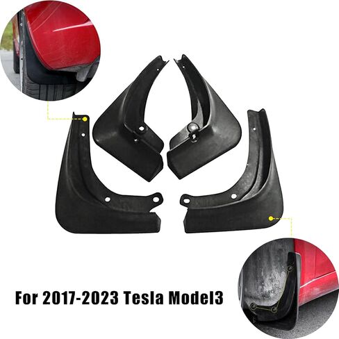 Bewild for Tesla Model 3 Fender Mud Flaps Front Rear Splash Guards No Drilling Mud Guard Compatible with Tesla Model 3 2017-2023 Accessories (Set of 4) (Glossy Red) in Saudi Arabia