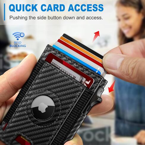 محفظة Airtag للرجال، محفظة رفيعة منبثقة لبطاقات الائتمان RFID بلوك للرجال مع صندوق هدايا in Kuwait