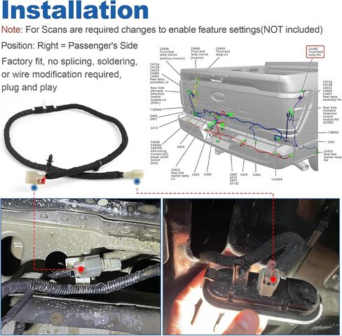 Truck Rear Cargo Box Bed Light Lamp Illumination Wiring Jumper Harness Set for Ford F-150 Lariat, XLT, STX, XL 2021-2025 ML3Z-14A411-D ML3Z-14A411-F Driver Passenger Side in Saudi Arabia
