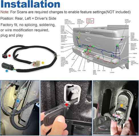 Truck Rear Cargo Box Bed Light Lamp Illumination Wiring Jumper Harness Set for Ford F-150 Lariat, XLT, STX, XL 2021-2025 ML3Z-14A411-D ML3Z-14A411-F Driver Passenger Side in Saudi Arabia