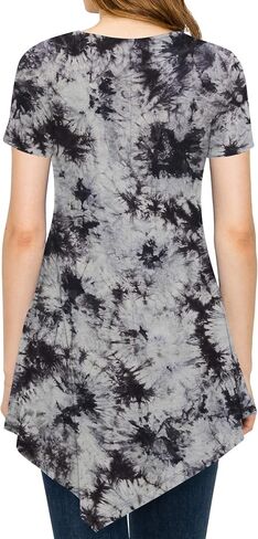 Lock and Love Women's Short Sleeve All Over Tie-Dye Ombre Tunic Shirt in Saudi Arabia