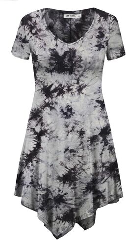 Lock and Love Women's Short Sleeve All Over Tie-Dye Ombre Tunic Shirt in Saudi Arabia