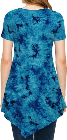 Lock and Love Women's Short Sleeve All Over Tie-Dye Ombre Tunic Shirt in Saudi Arabia