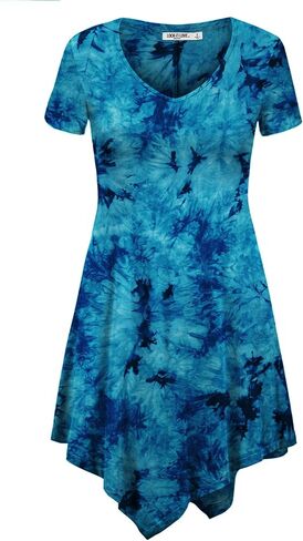 Lock and Love Women's Short Sleeve All Over Tie-Dye Ombre Tunic Shirt in Saudi Arabia