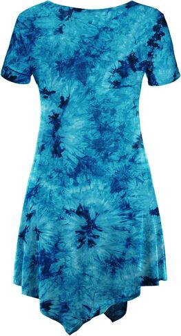 Lock and Love Women's Short Sleeve All Over Tie-Dye Ombre Tunic Shirt in Saudi Arabia