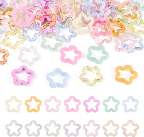 65pcs acrylic hollow star charms ملونة سماوية نجم المعلقات 30 مم نجم لطيف الشكل سحر متدلي مع زخرفة Hole Star Hang for Diy Craft Craft Dearring keychain make in Kuwait