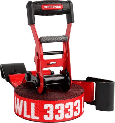 CRAFTSMAN CMXAZBS10000J Black/Red 2" x 27' Ratchet Tie Down Strap with Double J Hook - Heavyweight/Industrial Duty (10,000 lb Break Strength) in Saudi Arabia