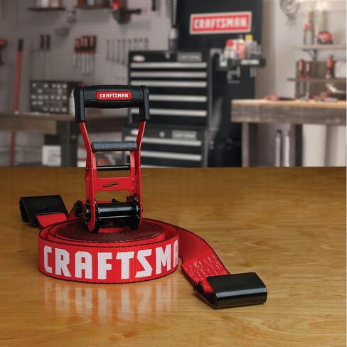 CRAFTSMAN CMXAZBS10000J Black/Red 2" x 27' Ratchet Tie Down Strap with Double J Hook - Heavyweight/Industrial Duty (10,000 lb Break Strength) in Saudi Arabia