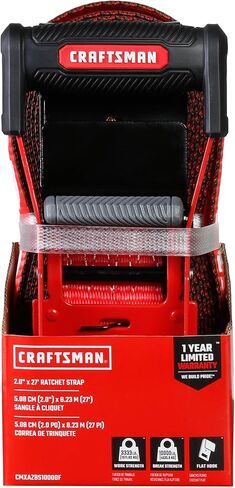 CRAFTSMAN CMXAZBS10000J Black/Red 2" x 27' Ratchet Tie Down Strap with Double J Hook - Heavyweight/Industrial Duty (10,000 lb Break Strength) in Saudi Arabia
