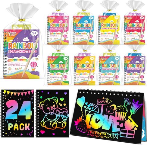 Scratch Art Party Favors for Kids: 64 Pack Rainbow Scratch Art Notebook Classroom Prizes Gifts Bulk for Girls Boys Goodie Bags Stuffers, Return Gifts for Birthday Party Favors Bulk Kids Crafts in Saudi Arabia