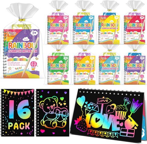 Scratch Art Party Favors for Kids: 64 Pack Rainbow Scratch Art Notebook Classroom Prizes Gifts Bulk for Girls Boys Goodie Bags Stuffers, Return Gifts for Birthday Party Favors Bulk Kids Crafts in Saudi Arabia