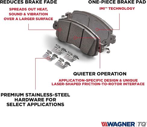مجموعة وسادة فرامل القرص VAGNER QS ZX1329 ، حواف مشطوفة للتوقفات السلسة والهادئة ، تناسب 2008-2024 فورد E-350 Super Duty in Kuwait