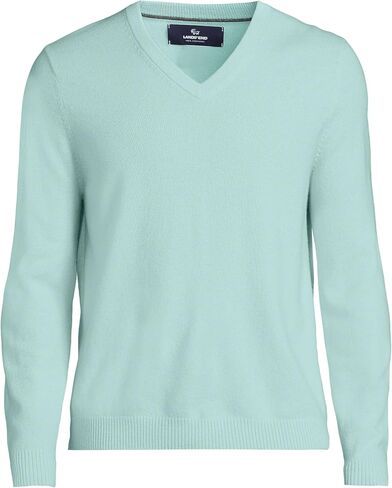 Lands' End Mens Cashmere V-Neck Sweater Andres Brown Heather Regular XX-Large in Saudi Arabia