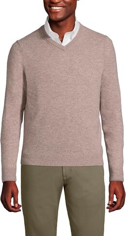 Lands' End Mens Cashmere V-Neck Sweater Andres Brown Heather Regular XX-Large in Saudi Arabia