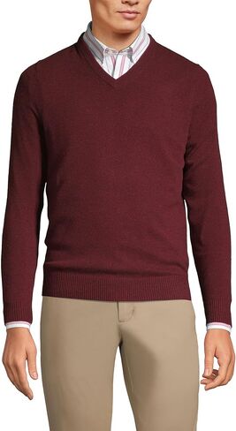 Lands' End Mens Cashmere V-Neck Sweater Andres Brown Heather Regular XX-Large in Saudi Arabia