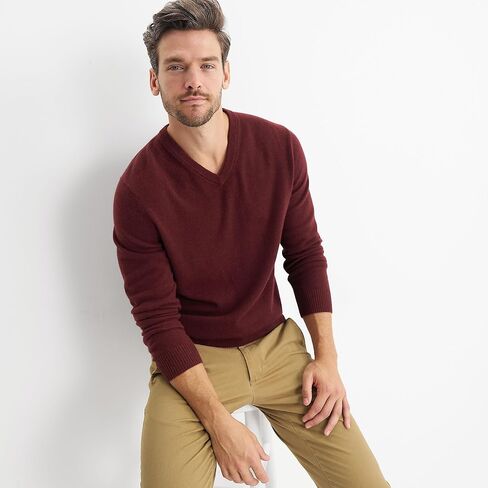 Lands' End Mens Cashmere V-Neck Sweater Andres Brown Heather Regular XX-Large in Saudi Arabia