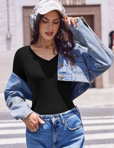 Ekouaer Womens 3 Pack Long Sleeve Shirts V Neck Ribbed Slim Fit Basic Tops Thermal Undershirts Casual Tee XS-XXL in Saudi Arabia