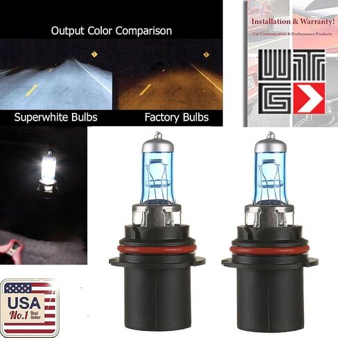 9004 HB1 100W Super White Xenon Halogen Headlight Bulbs – High Performance Low/High Beam Lights, 5000K Bright White, OEM Replacement – 1 Pair in Saudi Arabia