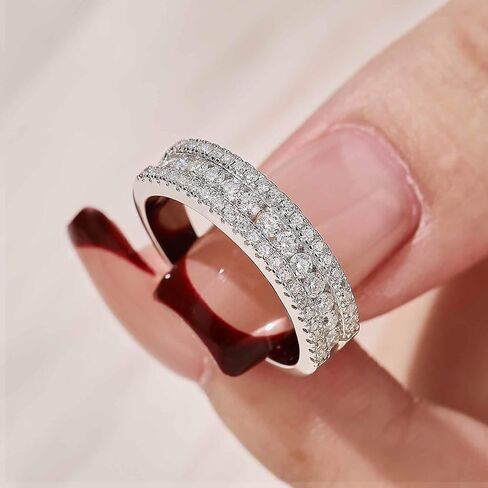 حلقات الأبدية مويسانيت للنساء D Color VVS1 خاتم الخطوبة 925 STERLING SIZ 5-10 in Saudi Arabia
