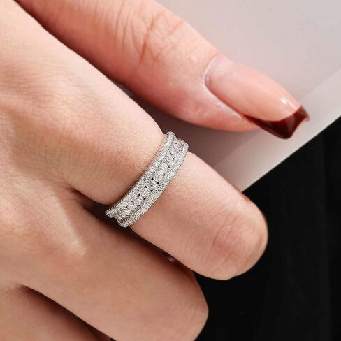حلقات الأبدية مويسانيت للنساء D Color VVS1 خاتم الخطوبة 925 STERLING SIZ 5-10 in Saudi Arabia