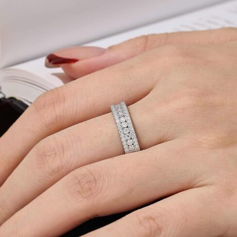 حلقات الأبدية مويسانيت للنساء D Color VVS1 خاتم الخطوبة 925 STERLING SIZ 5-10 in Saudi Arabia