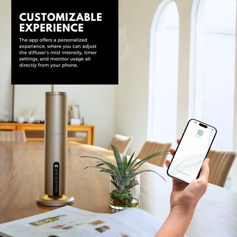 Levona Scent Essential Oil Diffuser - Cold Air Diffuser, Waterless Plug-in Aroma with Night Light, App Controlled - for Home, Office & Hotel - Covers 1000 sq ft - Acasa 1000, Gold (Oil Not Included) in Saudi Arabia